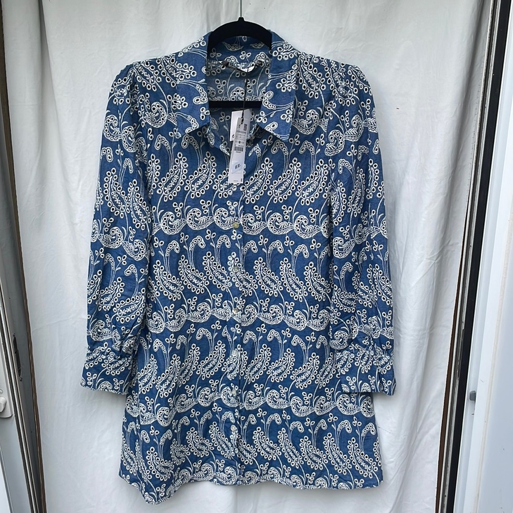 Zara Ivy blue embroidered dress